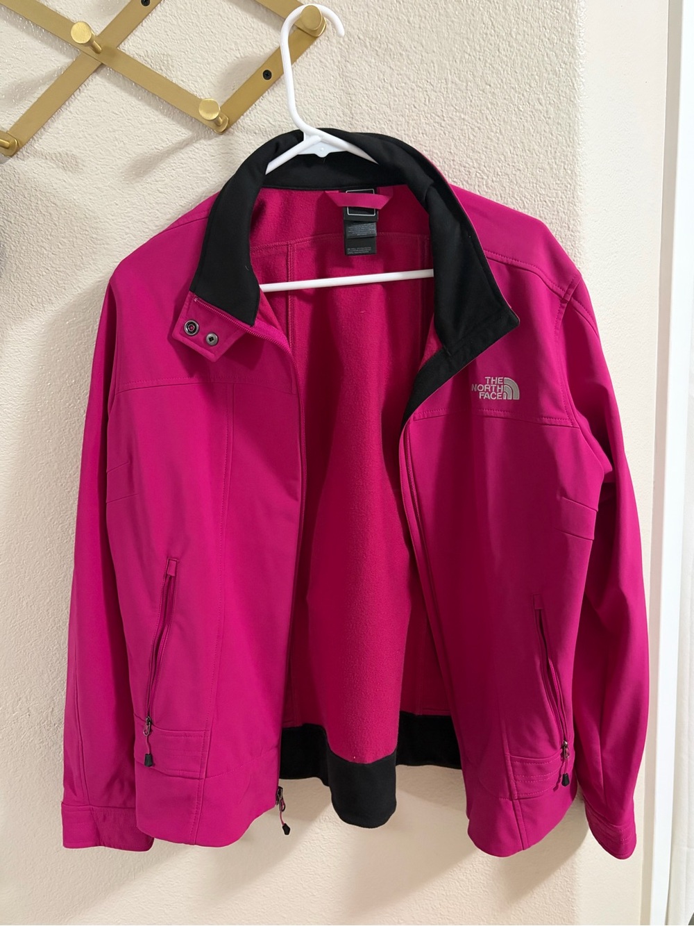 The North Face Women's Fuchsia Utility Softshell Jacket with Black Trim